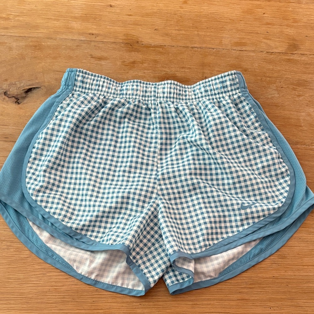 Nike Blue Gingham Women's Athletic Shorts